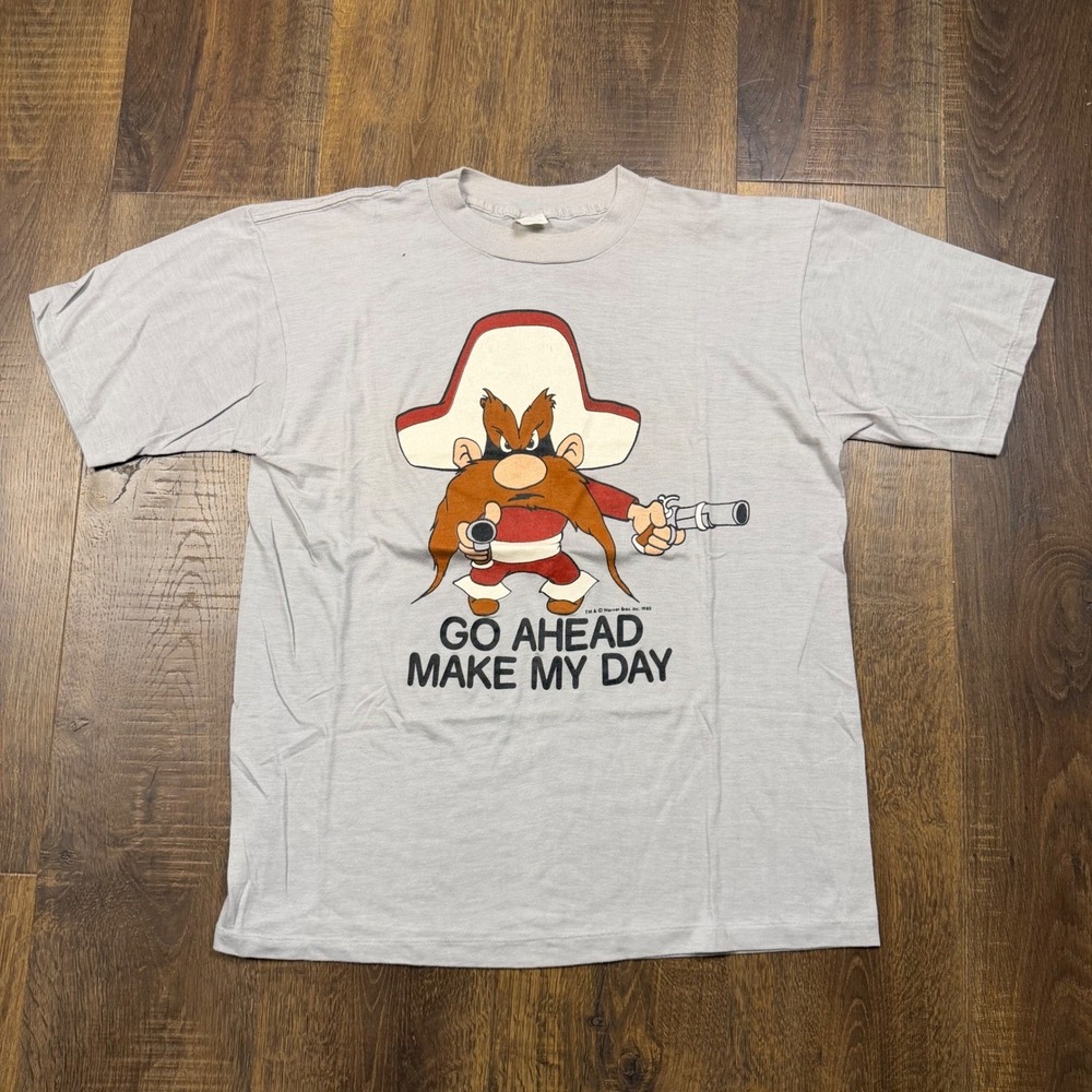 Vintage 1980 Yosemite Sam Go Ahead Make My Day T-Shirt XL Single Stitch USA